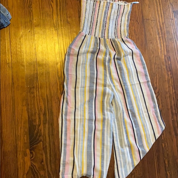 Multicolor Blue Island Ribbed Capri Jumpsuit - Picture 4 of 4